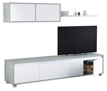Mueble de salón para TV Forés Home gris cemento y blanco