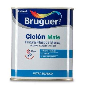 Pintura Plastica Mate Interior 750 Ml Blanco Ciclon Bruguer