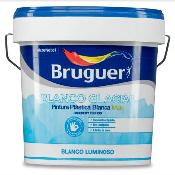 Pintura Plastica Mate Interior 15 Lt Blanco Glaciar Bruguer
