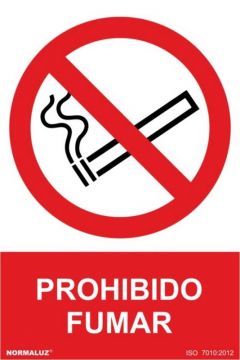 Cartel señal 210x300mm pvc prohibido fumar normaluz