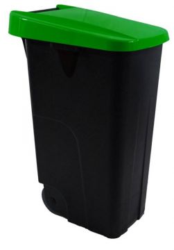 Contenedor de basura 85L C/Rued Denox Plata Verde Eco Tapa 23440 Vd