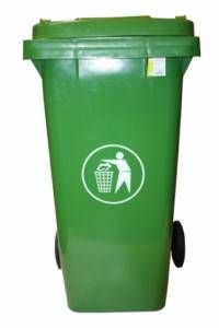 Contenedor de basura 240L C/Rued Natuur Plata Verde Tapa 