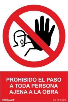 Cartel Señalizacion 210X300Mm Pvc Prohibido El Paso Obra Normaluz