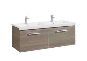 Mueble de baño Roca Prisma Unik con lavabo doble 1200x460x450mm Fresno