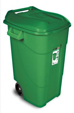 Contenedor de reciclaje con ruedas y tapa verde Tayg