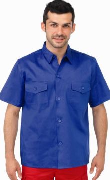 Camisa Trabajo Manga Corta Dos Bolsillos T46 Tergal Azul L5000 Vesin