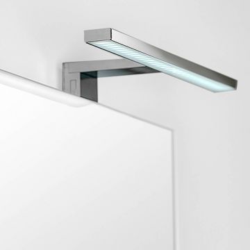 Aplique LED para espejo de baño 300 mm IP44 Luz blanca fría Aluminio y plástico Cromado Emuca