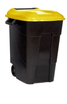 Contenedor de reciclaje tapa amarilla Tayg 100 l con ruedas