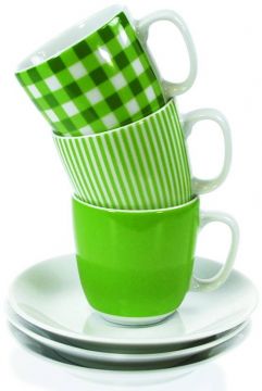 Taza café con plato Ambit Cuadros Verde