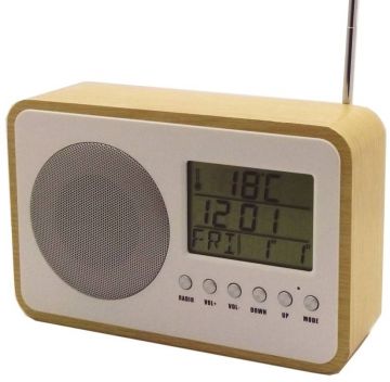 Radio despertador digital color madera