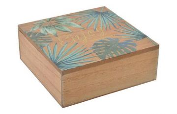 Caja de madera tropical 18x18x7cm