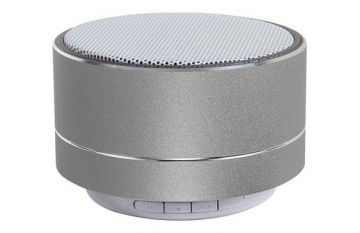Altavoz Bluetooth Plateado medio cilindro con micrófono