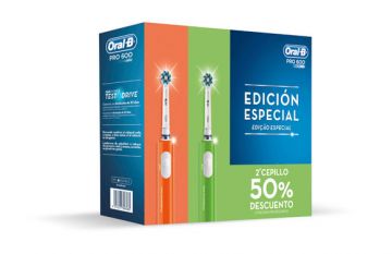 Cepillo Dental Oral-B Cross Action Braun Pro600 (Pack 2U) Verde/Naranja
