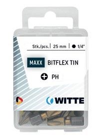 WITTE 428422 - 15 Puntas en cajita de plástico largo 25 mm (PH 2 BITFLEX TIN)