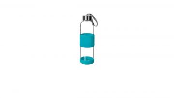 Botella de vidrio + Silicona 0,5L IBILI azul