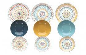 Vajilla de porcelana decorada color mix 18 piezas