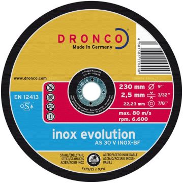 DRONCO AS30VINOX-180 - Disco de corte metal AS 30 V INOX Evolution, 180 x 2,5 mm