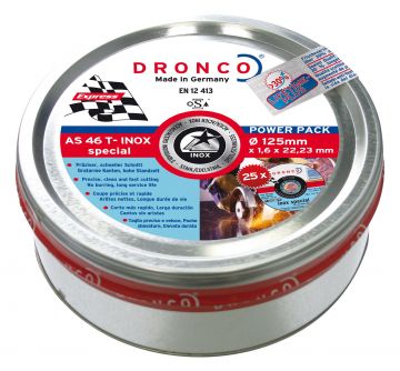 DRONCO AS46TINOX-180PACKPLUS - Lata sellada de 10 discos de corte metal 180 x 1,6 mm AS 60 T INOX Special Express LIFETIME PLUS