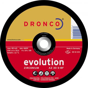 DRONCO AZ30S-115 - Disco de desbaste AZ 30 S Evolution-metal, 115 x 6 mm