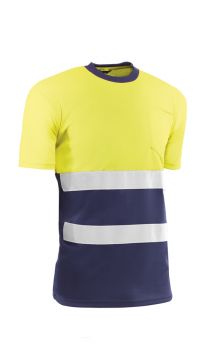 Camiseta manga corta alta visibilidad amarilla y azul Talla XL