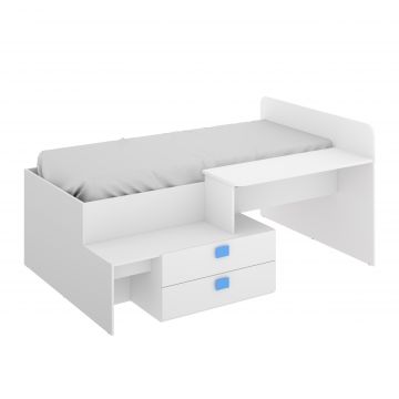 Cama compacta con 2 cajones y escritorio Dekit Chic Blanco 95x195x134cm