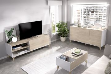 Conjunto de muebles de salón Dekit Ness 6 Blanco Natural