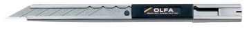 OLFA SAC-1 - Cúter con bloqueo automático, mango de acero inoxidable y cuchilla de 9 mm de ángulo de corte 30º 