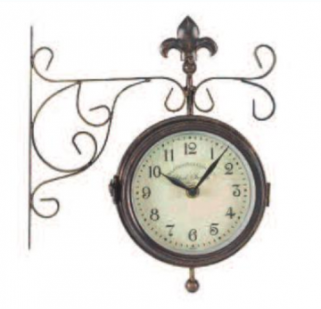 Reloj de doble cara decorativo York Station con termómetro