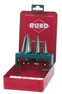 RUKO 101020 - Juego 3 brocas cónicas HSS - Incluye Pasta de corte 30 gr