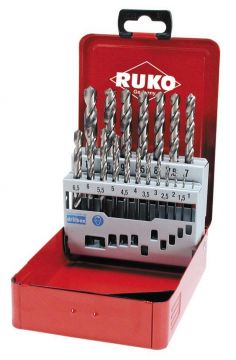 RUKO 214214 - Juego de 19 brocas HSS rectificadas en caja metálica