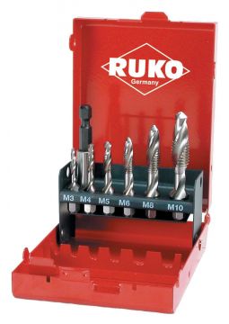 RUKO 270020-R - Juego de 6 machos de roscar combinados (M3 - M10) + portapuntas magnético