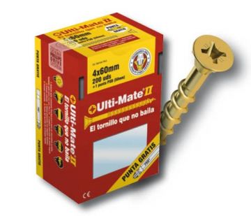 Tornillo de alto rendimiento Ulti-Mate II para MADERA BICROMATADO medidas 2.5x16 mm (caja de 1000 uds.)