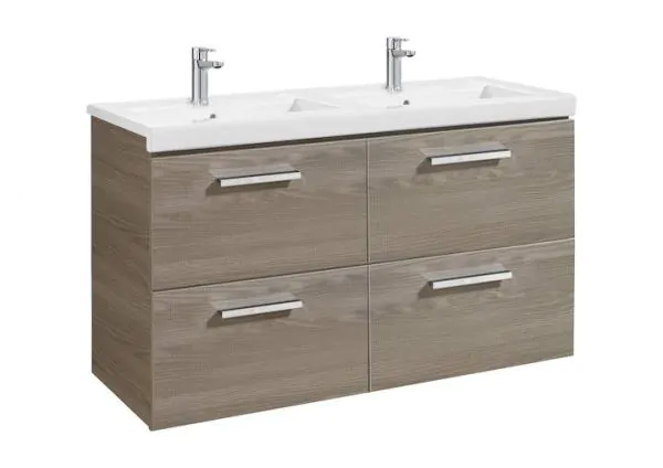 Humildad Fabricación guía Mueble de baño Roca Prisma Unik con lavabo doble 1200x460x694mm Fresno |  Ferreteria.es